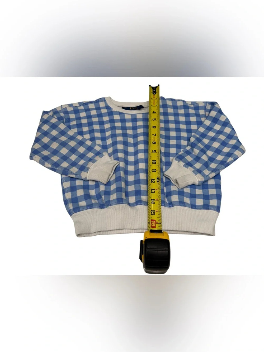 Polo Ralph Lauren‎ Girl Sweater Checkered Blue Embroidered Logo Size 6